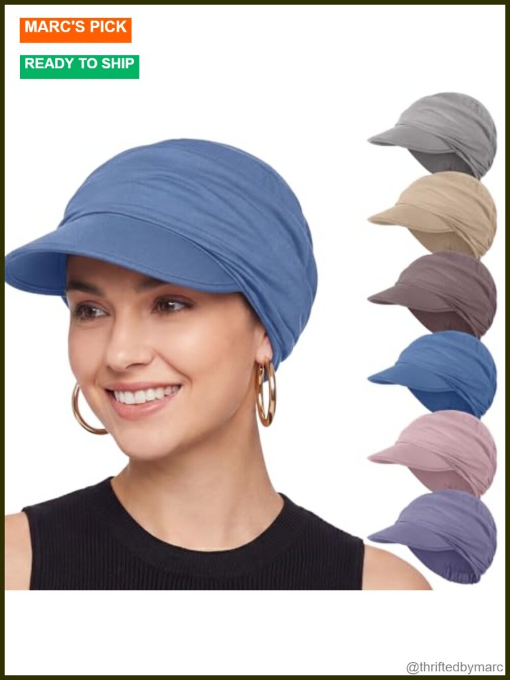 6 Pack Chemo Caps for Women Newsboy Cotton Spandex Soft Stretch Headwear